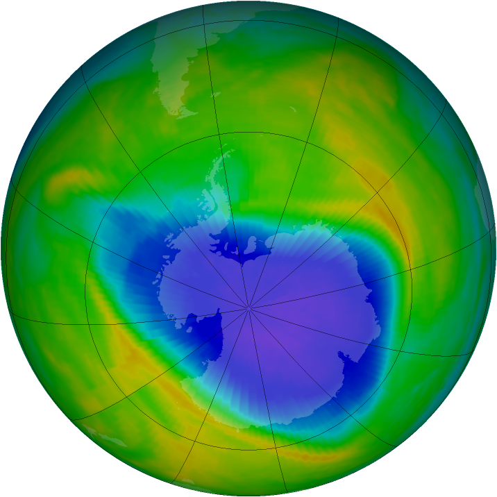 Antarctic ozone map for 19 October 1985
